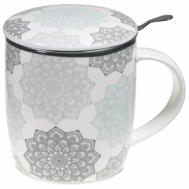 Чаша за чай сива мандала