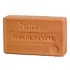 Правоъгълен сапун с надпис „Savon de Marseille, Bois de Santal, Made in France, 72% d'huile“ отпред. Този автентичен Натурален марсилски сапун Сандалово дърво пленява с богатата си есенция на сандалово дърво.
