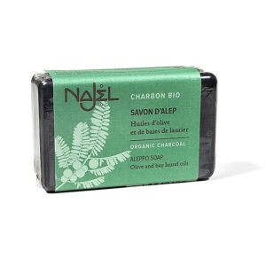 Сапун Najel Aleppo с органичен въглен, обогатен с регенери.