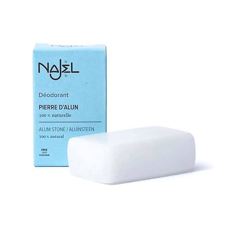 Натурален дезодорант Najel Alum stone в бяла кутия.