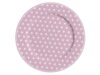 Порцеланова десертна чиния Polka dot pastel pink 19 cm с розови и бели точки на бял фон.
