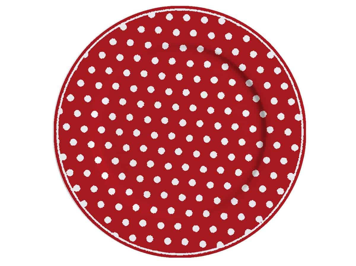 Порцеланова десертна чиния Polka dot red 19 см с червени и бели точки.