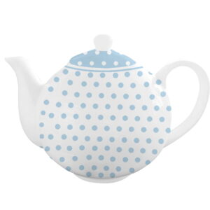 Порцеланов чайник Polka dot пастелно син с шарка на точки.
