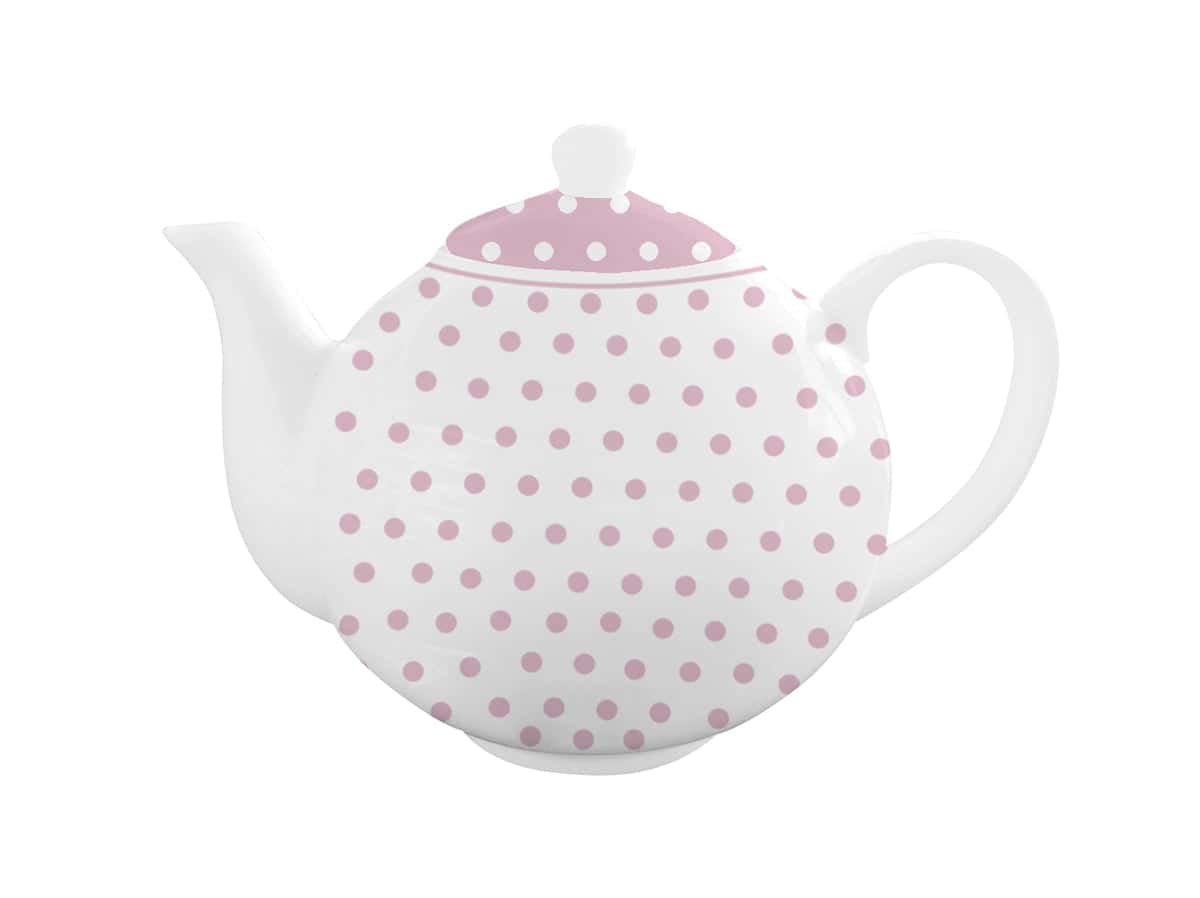 орцеланов чайник Polka dot пастелно розово 1 литър