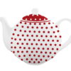Червен чайник на точки.