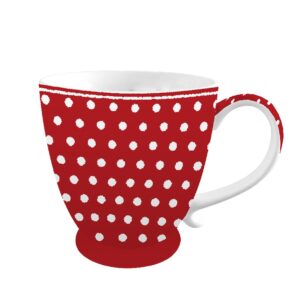 Порцеланова чаша Червена на точки 430 мл на бял фон.