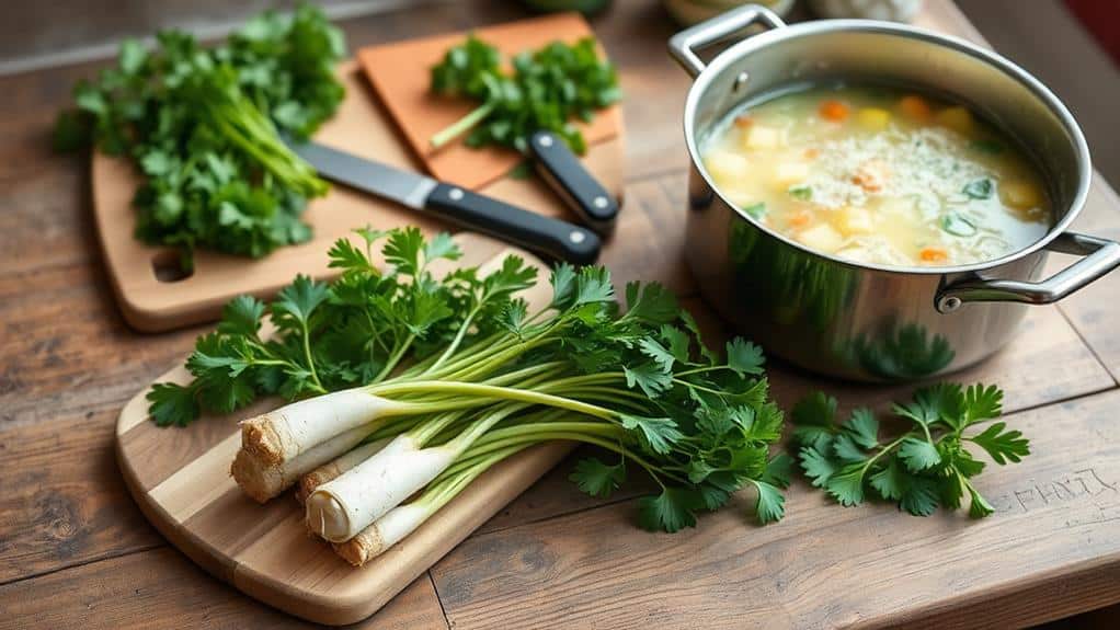 preparing parsley root dish