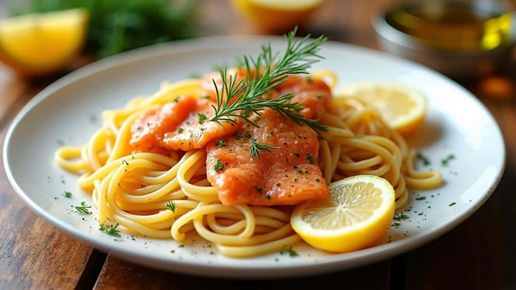 nutritious salmon pasta dish